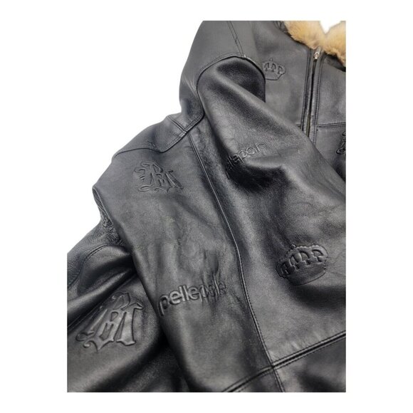 VTG Pelle Pelle Jacket Men 50 Black Baggy Embroidered Oversized Hip Hop Y2K - Picture 7 of 12